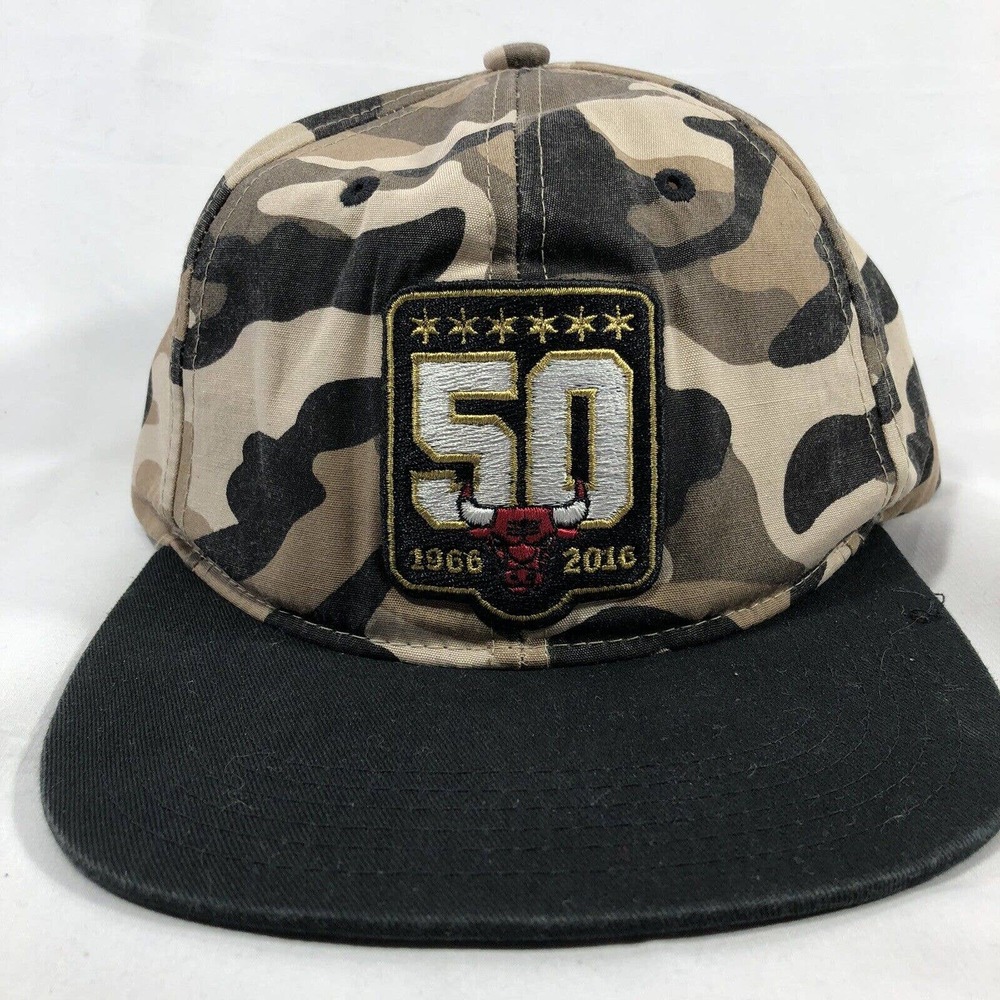 Chicago Bulls 50th Anniversary Snapback Hat 2016 AT&T Stadium Giveaway NBA Camo - Picture 1 of 12